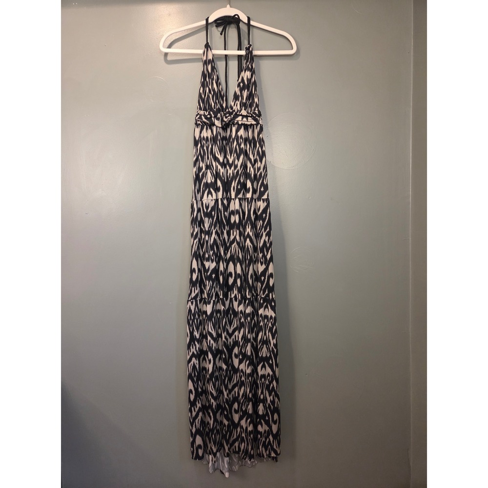 T Bags Los Angeles Women's Halter Neck Maxi Dress Ikat Print Size M Sundress